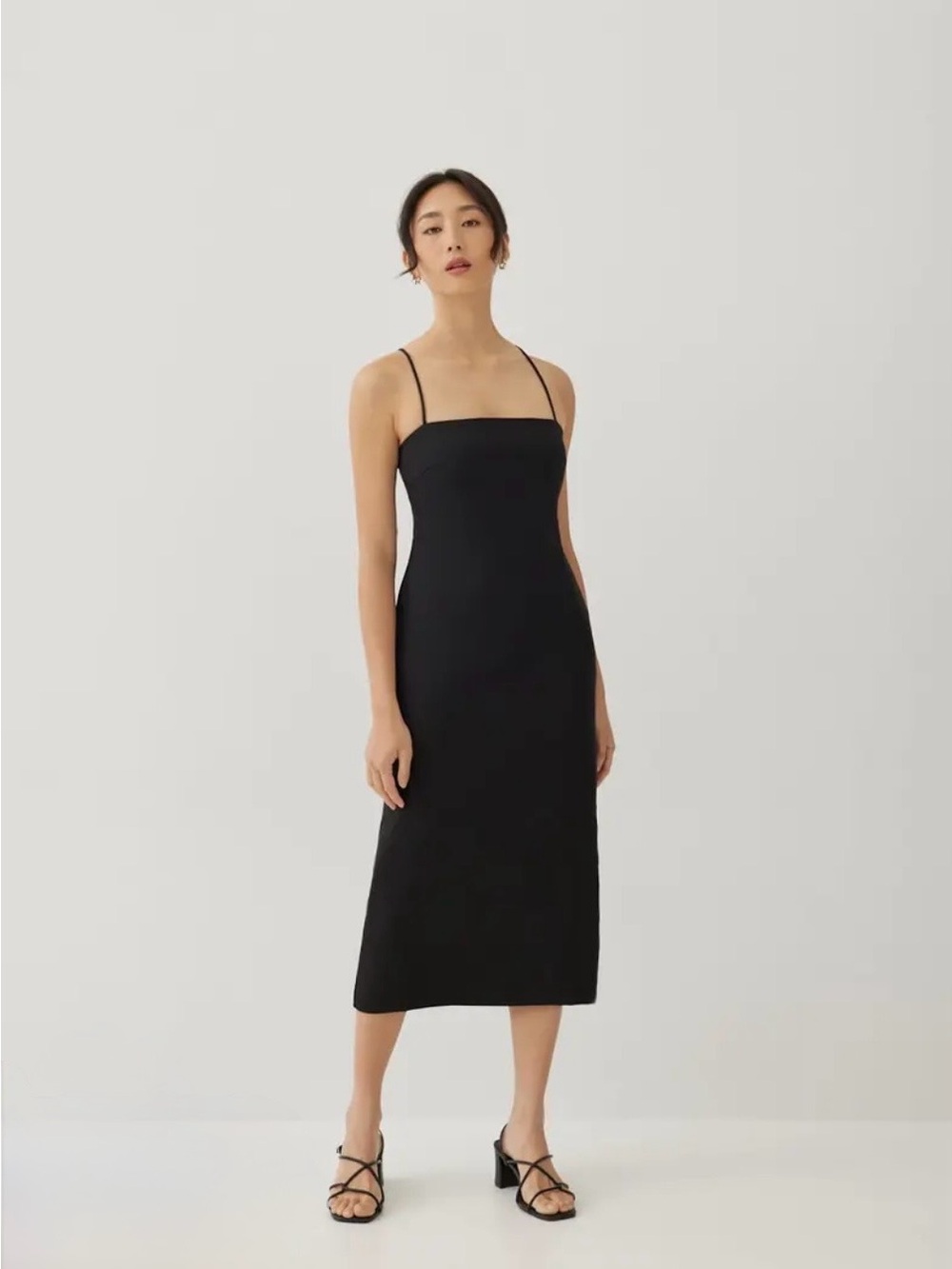 Love Bonito Black Spaghetti Strap Midi Dress - Women. Size 6